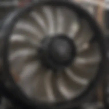 Close-up of an in-line fan in operation