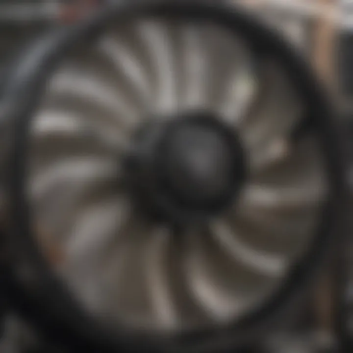 Close-up of an in-line fan in operation