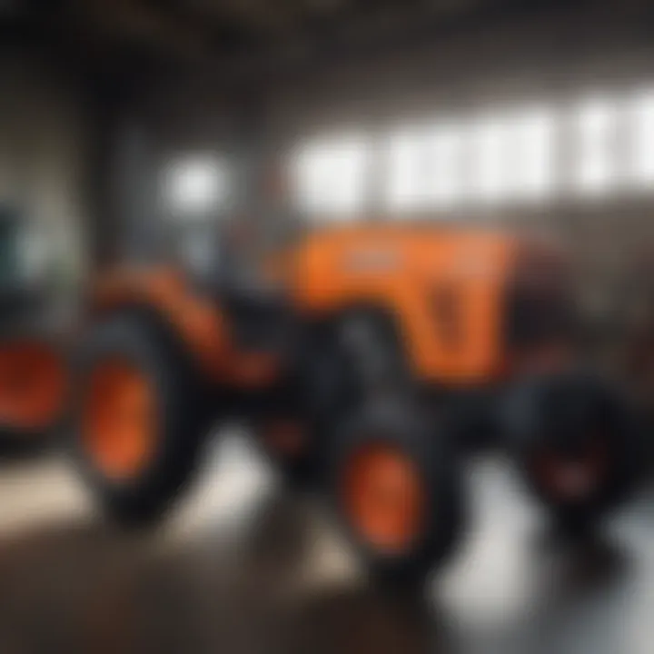 Maintenance of a Kubota tractor in a workshop