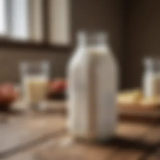 A carton of lactose-free milk on a rustic table