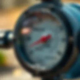 Close-up view of a mechanical water meter display