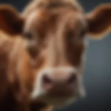 Close-up of a miniature cow showcasing its unique features