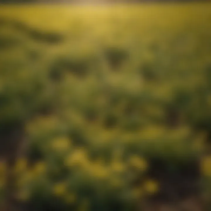 A field affected by mustard seed weed, highlighting its spread.