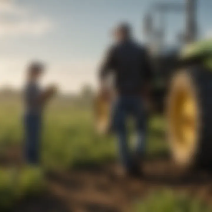 Farmers discussing nitrogen management strategies in a field