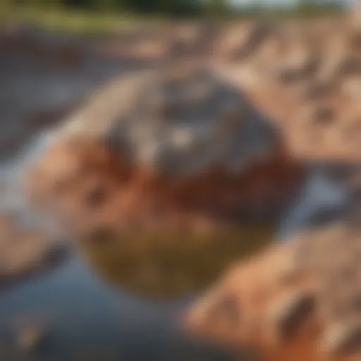 Natural clay formation of pond bentonite showcasing its texture and color