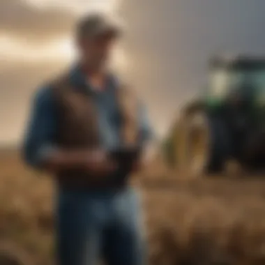 Real-time Alerts on Mobile Devices for Farmers A farmer receiving alerts on a mobile device during a power outage