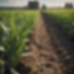 A close-up view of healthy crops in a well-maintained field reflecting sustainable practices.