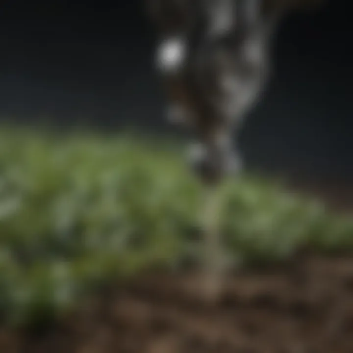 Close-up of the top dressing mechanism showcasing nutrient application