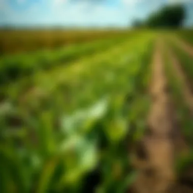 Field view demonstrating the impact of Septoria leaf spot on crops