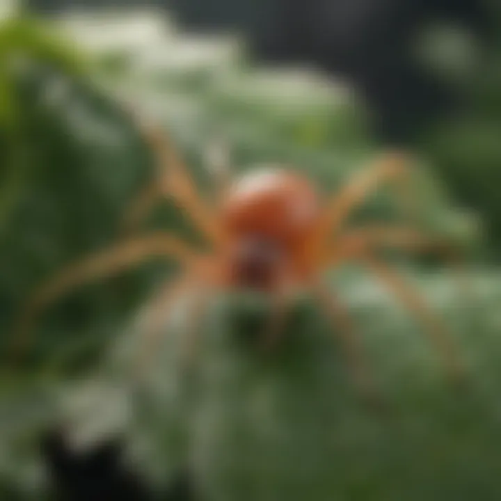 Close-up of spider mite on a leaf