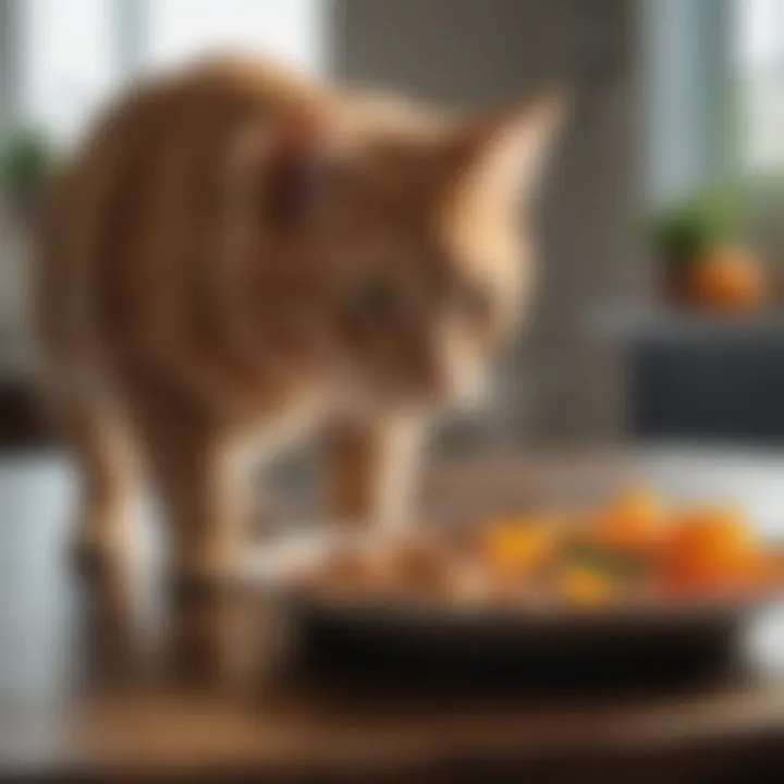 Cat enjoying a meal from a Sure Feed Cat Bowl in a clean environment