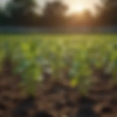 Thriving Soybean Plants with Starter Fertilizer Illustration of soybean plants thriving with starter fertilizer application