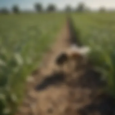Impact of Pesticides on Agricultural Landscapes An agricultural field showcasing the effects of pesticides on plants