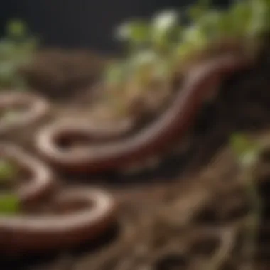 Illustration of earthworms contributing to sustainable agriculture