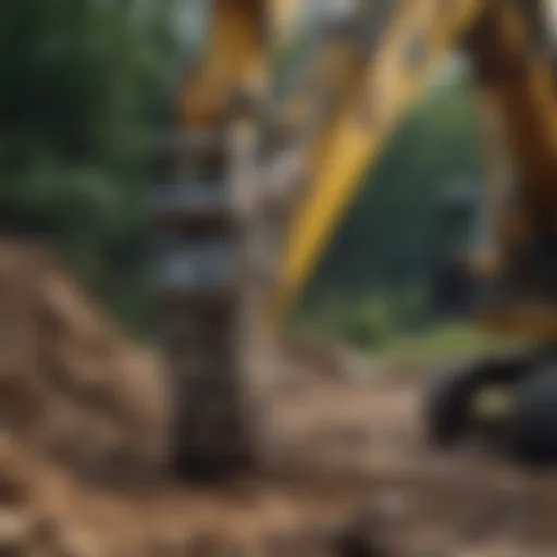 Close-up view of a mini excavator breaker demonstrating intricate design features