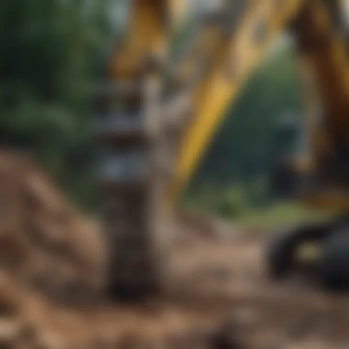 Close-up view of a mini excavator breaker demonstrating intricate design features