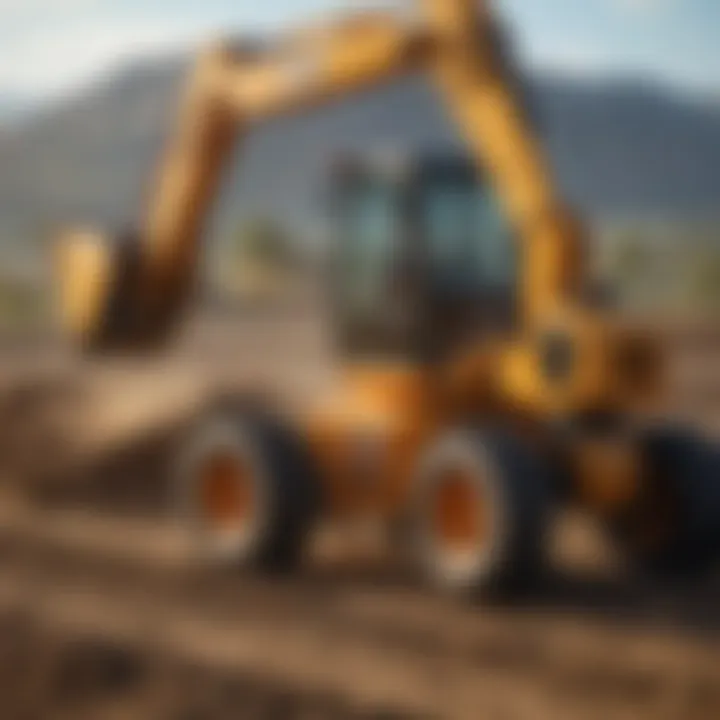 A modern post digger machine in action on a farm