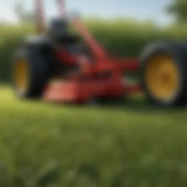 Innovative Design Features Close-up of Swisher mower's blades and design