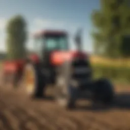 Tractor equipped with ballast weights on a farm field