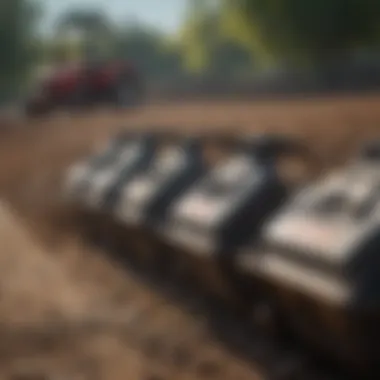 Different types of tractor ballast displayed in a row