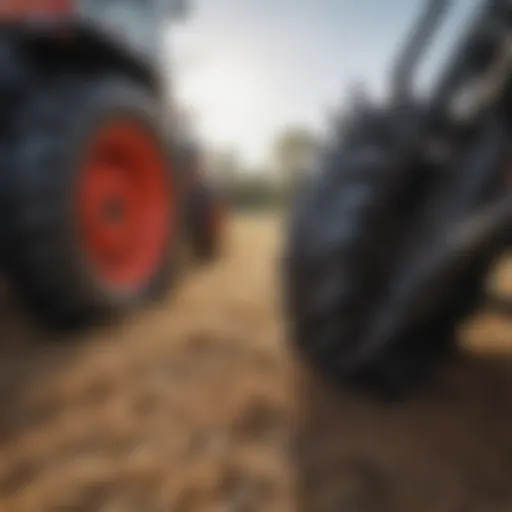 Close-up of a tractor hay cutter showcasing sharp blades