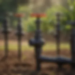 A diagram showcasing different types of valves used in drip irrigation systems.