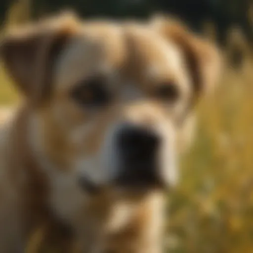 Close-up of yellow grass stains caused by dog urine