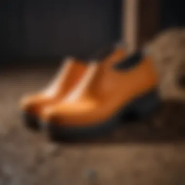 Various designs of rubber overshoes on display