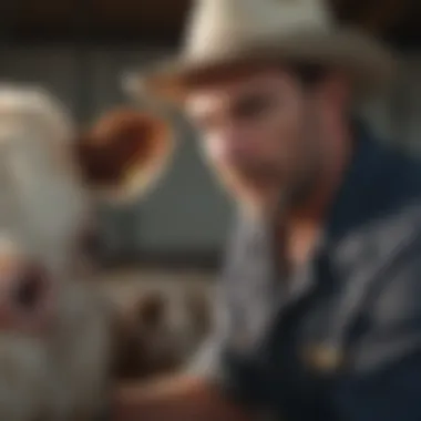 Post-Vaccination Health Assessment of Cattle Veterinarian evaluating cattle health post vaccination