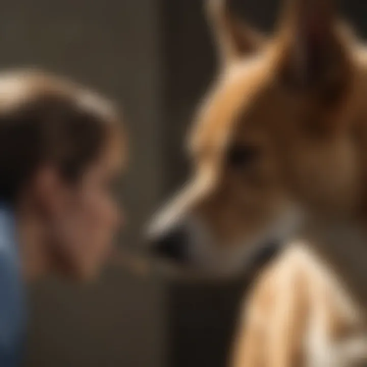 Close-up of a veterinarian examining a dog