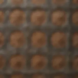 Close-up view of intricate vintage tin tile designs