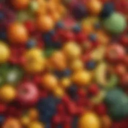 Colorful assortment of fruits and vegetables showcasing essential vitamins