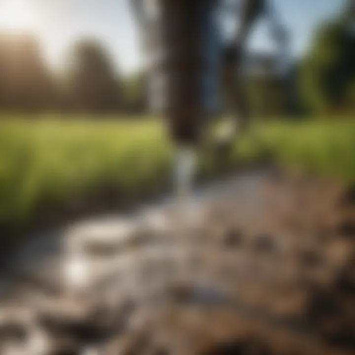 Close-up of a water management tool used for irrigation