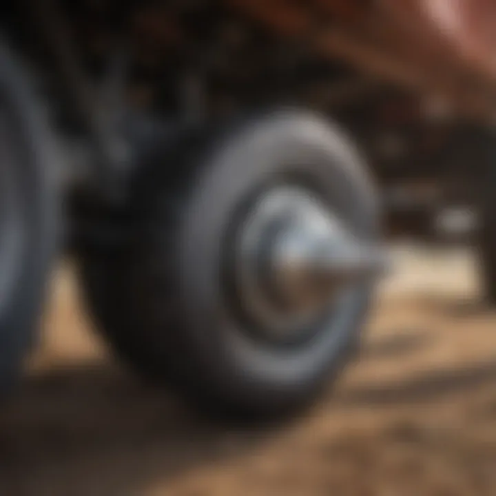 Close-up of the trailer's axle system highlighting its engineering excellence.